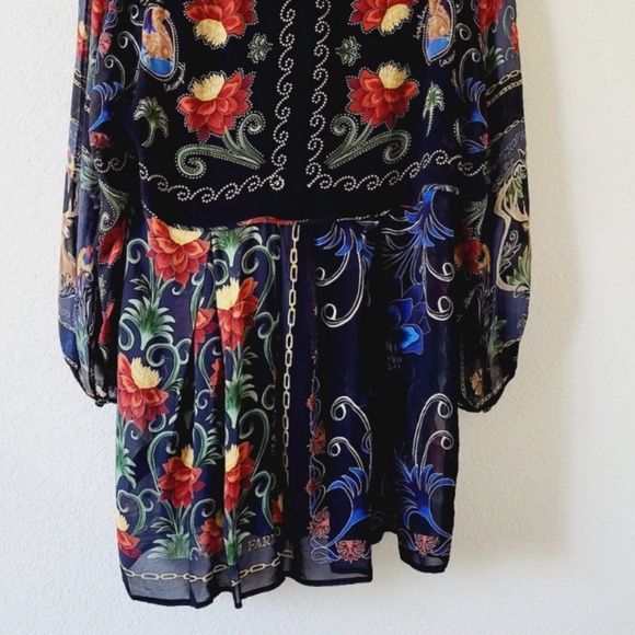 $260 Farm Rio Mixed Arabesque Scarves Long Sleeve Mini Dress - Picture 12 of 12